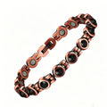 Retro Red Copper Magnetic Therapy Bracelet With Transparent Crystals Unisex