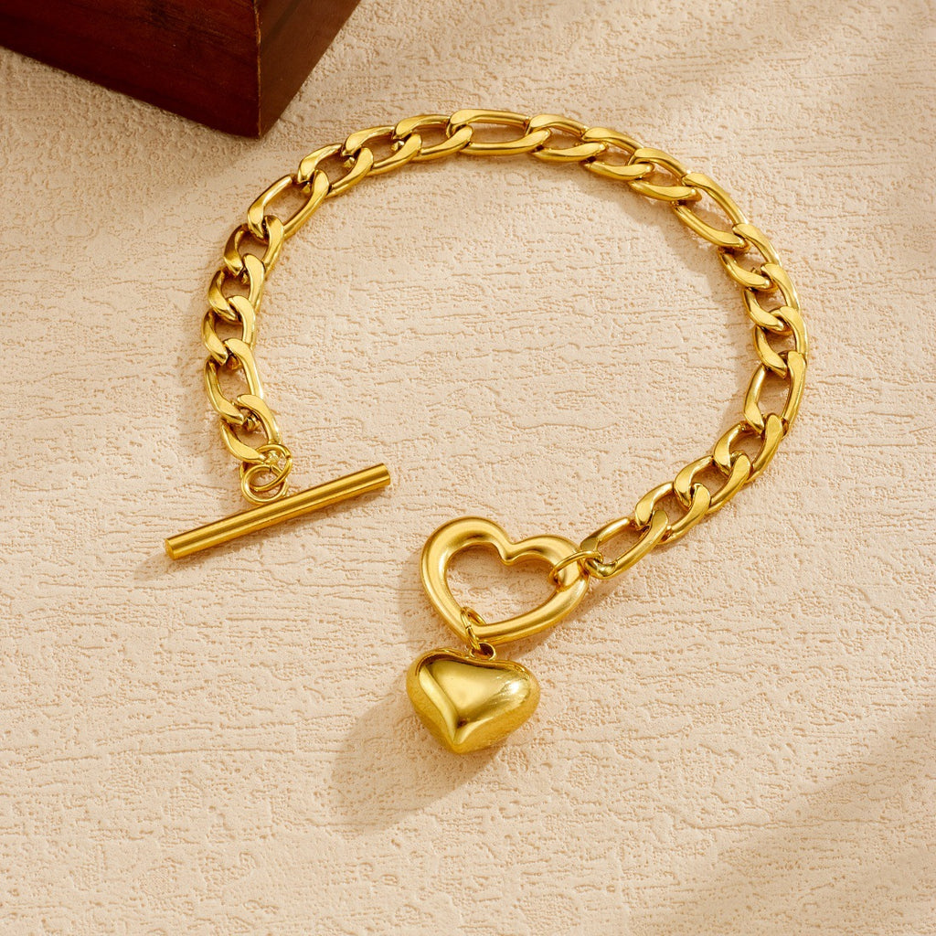 Cross-border Stainless Steel Bracelet Women's European And American Style Heart Bracelet